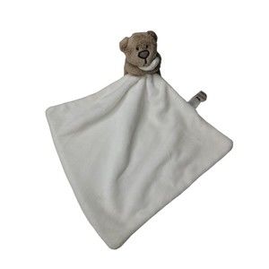 George Brown Bear White Ivory Security Blanket Plush Baby Lovey